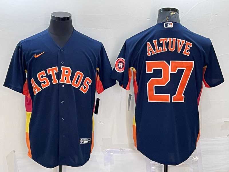 Men%27s Houston Astros #27 Jose Altuve Navy Blue With Patch Stitched MLB Cool Base Nike Jersey->houston astros->MLB Jersey